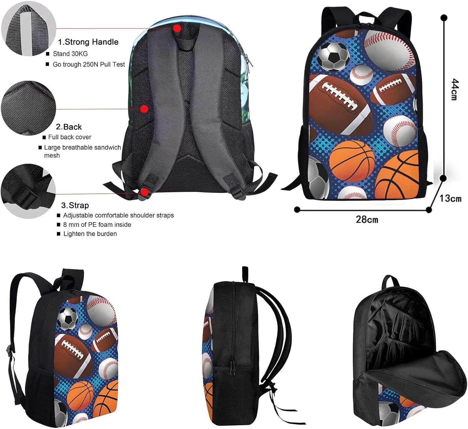 Rnyleeg American Flag Sunflower Cow Print School Bag for Girls Kids Purple Camo Backpack with Insulated Lunch Box Lightweight Bookbag and Pencil Holder Trifold Wallets Set