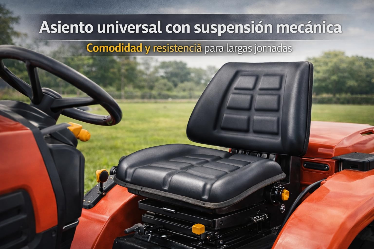 ASIENTO UNIVERSAL TRACTOR PVC NEGRO RM30 | Para Maquinaría Agrícola, Excavadoras, Maquinas Industriales, Maquina Ganadera, Motos Agrícolas, Asiento Segadora, Montacargas, Carretillas Elevadoras