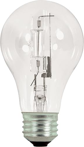 Satco A19, pack de 2focos de luz blanca cálida, 3000K, luz halógena., S2404, 72watts, 120 volts
