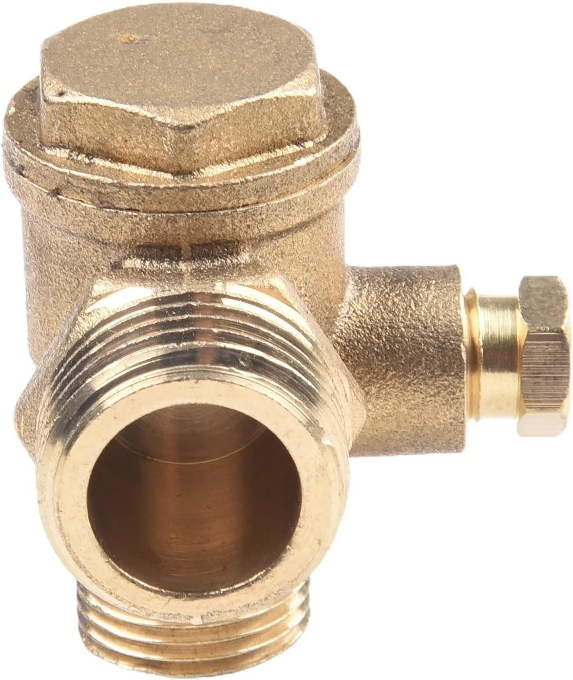 1 Pcs G1/2 Air Compressor Check Valve Copper 3Port 20 * 16 * 10mm Brass Male-Threaded Straight Line Lock Cylinder Screw Connector Tool(3pcs)