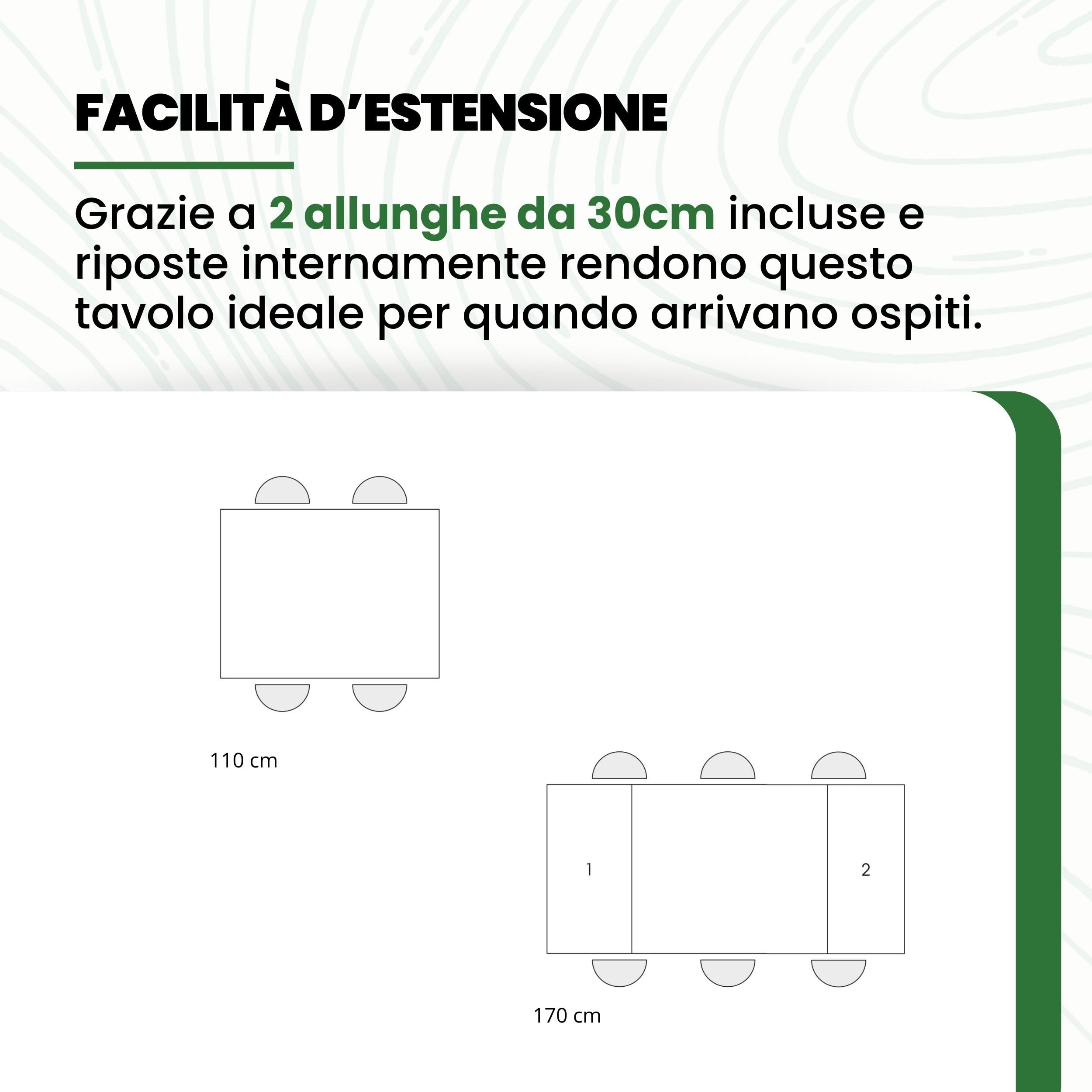 Mar.c.a. Design - Tavolo da Pranzo Allungabile Rettangolare 110x70x76 cm - Allungabile Fino a 170 Cm - Struttura in Acciaio Bianco e Vetro - Made in Italy