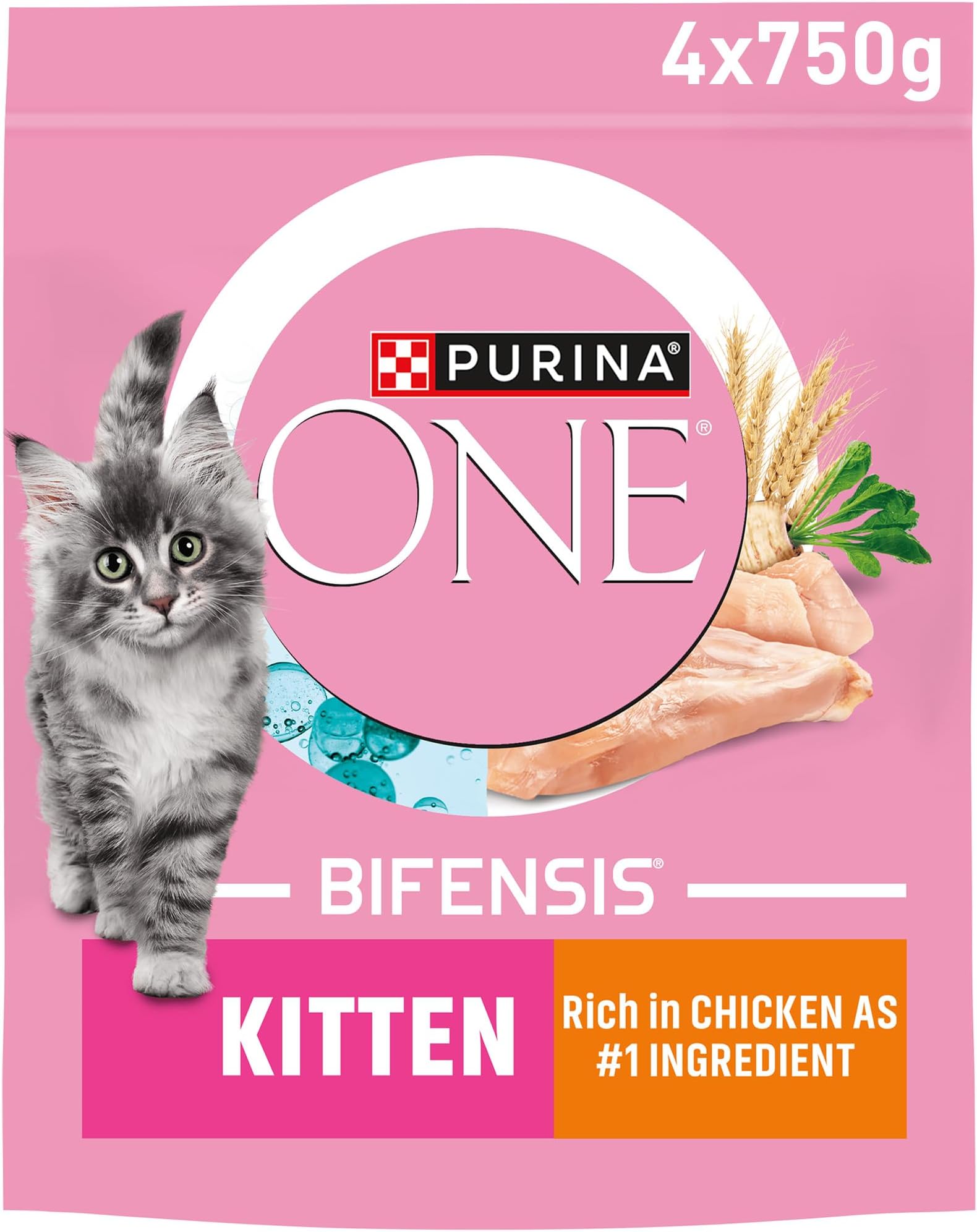 Kitten Chicken Dry Cat Food 750g (Pack of 4)