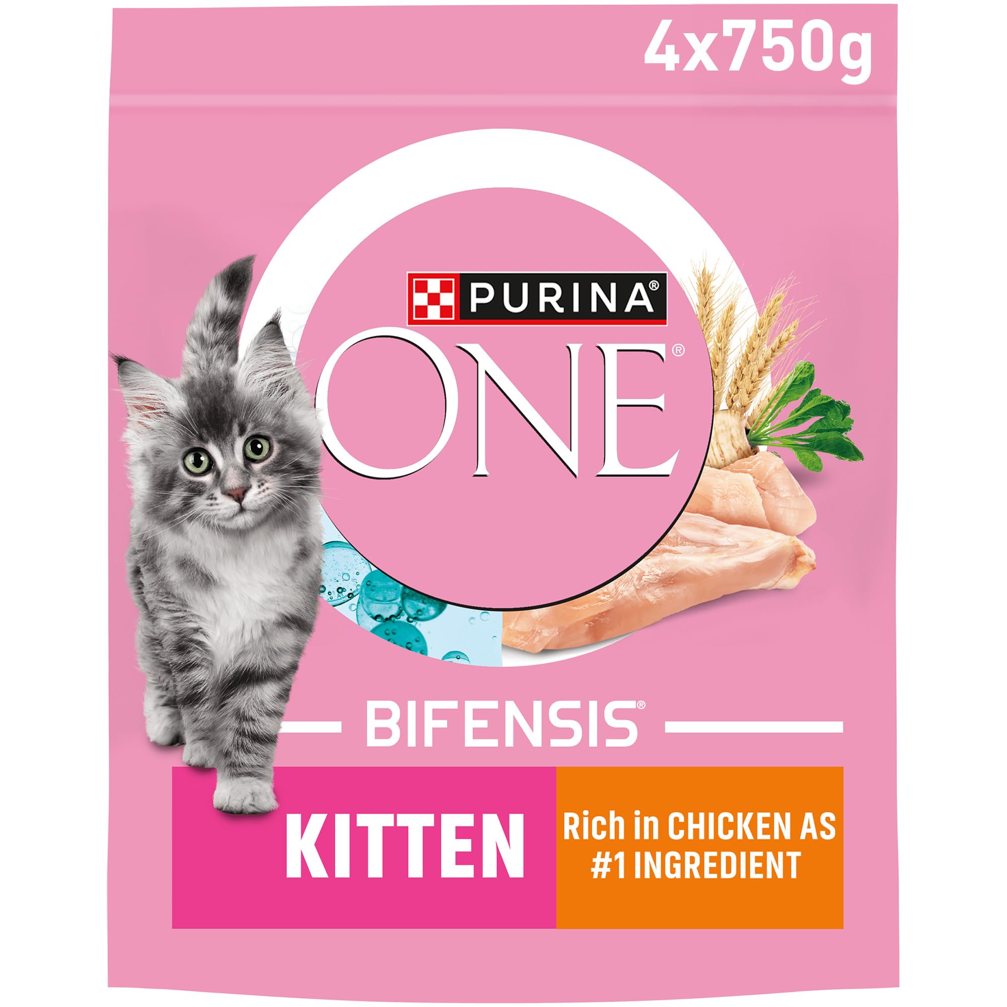 Kitten Chicken Dry Cat Food 750g (Pack of 4)