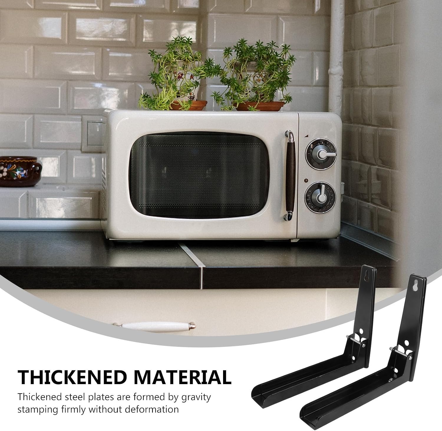 ERINGOGO Retractable Wall Hanging Microwave Oven Rack Holder for Kitchen Use, 304 Stainless Steel Black Storage Rack with Easy to Clean Surface and Modern Classic Appearance