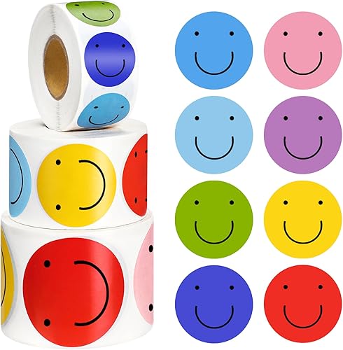 1500 calcomanías de cara de sonrisa feliz, mini calcomanías motivacionales, calcomanías de incentivo coloridas, calcomanías de tabla de