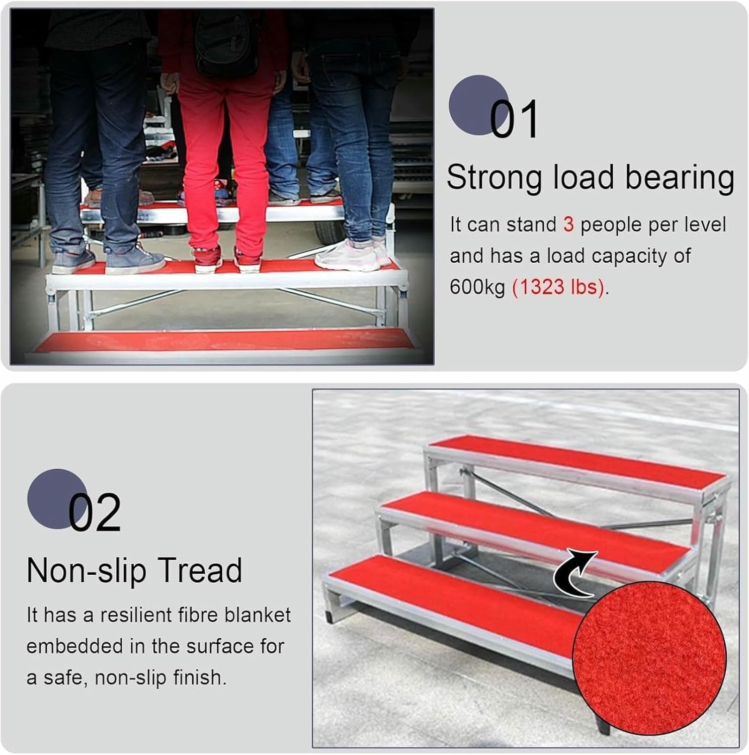 Portable Choral Risers for Church, Sturdy Versatile Risers for Outdoor Stages, Choir Singing Steps for Classroom Church, Group Photo Lectern Podium Staircase Stand