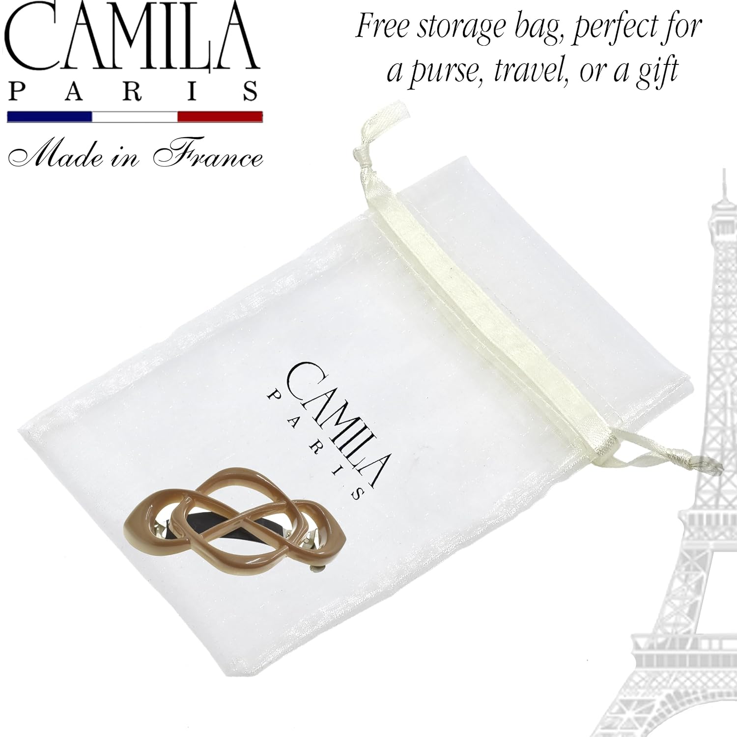 Camila Paris CP3762 French Hair Barrette for Girls Thick Hair, Decorative Hair Clip, Strong Hold Grip Barrette Hair Clips for Women, No Slip Styling French Hair Accessories for Women, Made in France - Image 6