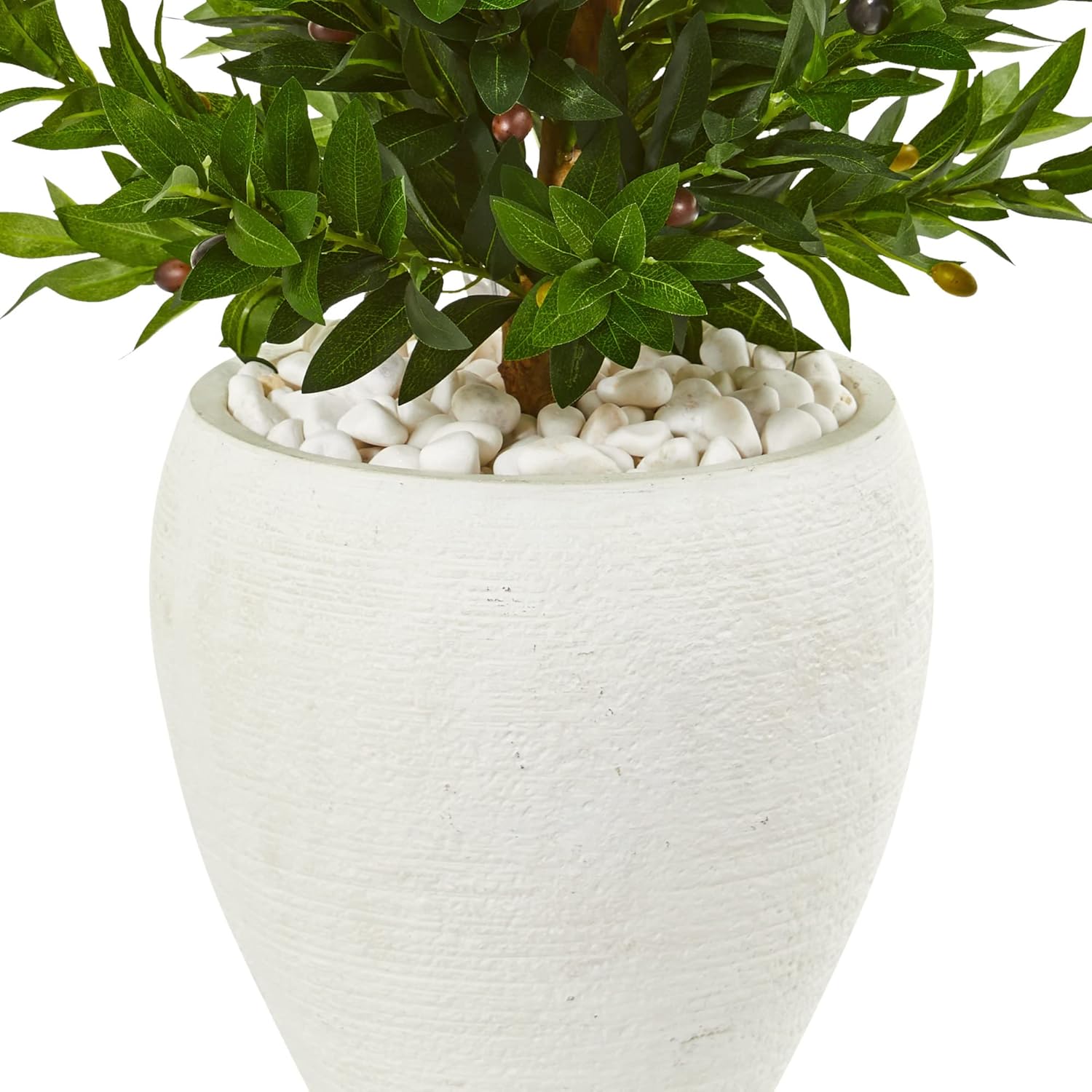Nearly Natural 3.5ft. Olive Cone Topiary Artificial Tree in White Planter UV Resistant (Indoor/Outdoor)