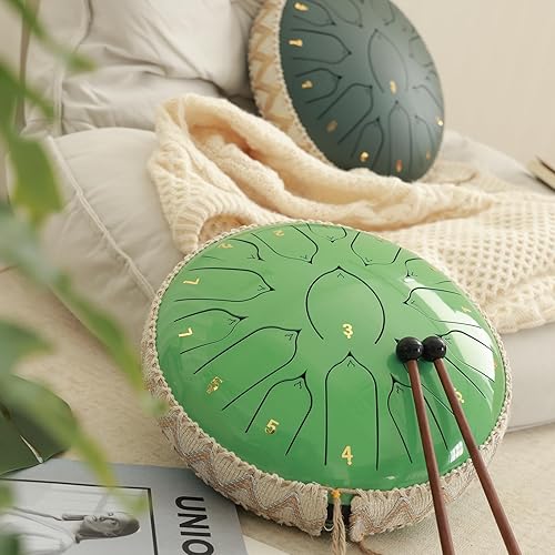 Vista 13 de Tambor de lengua de acero, 13 notas, 12 pulgadas, tambor de acero con bolsa de tambor, libro de música, mazos de tambor, soporte de mazo, púas