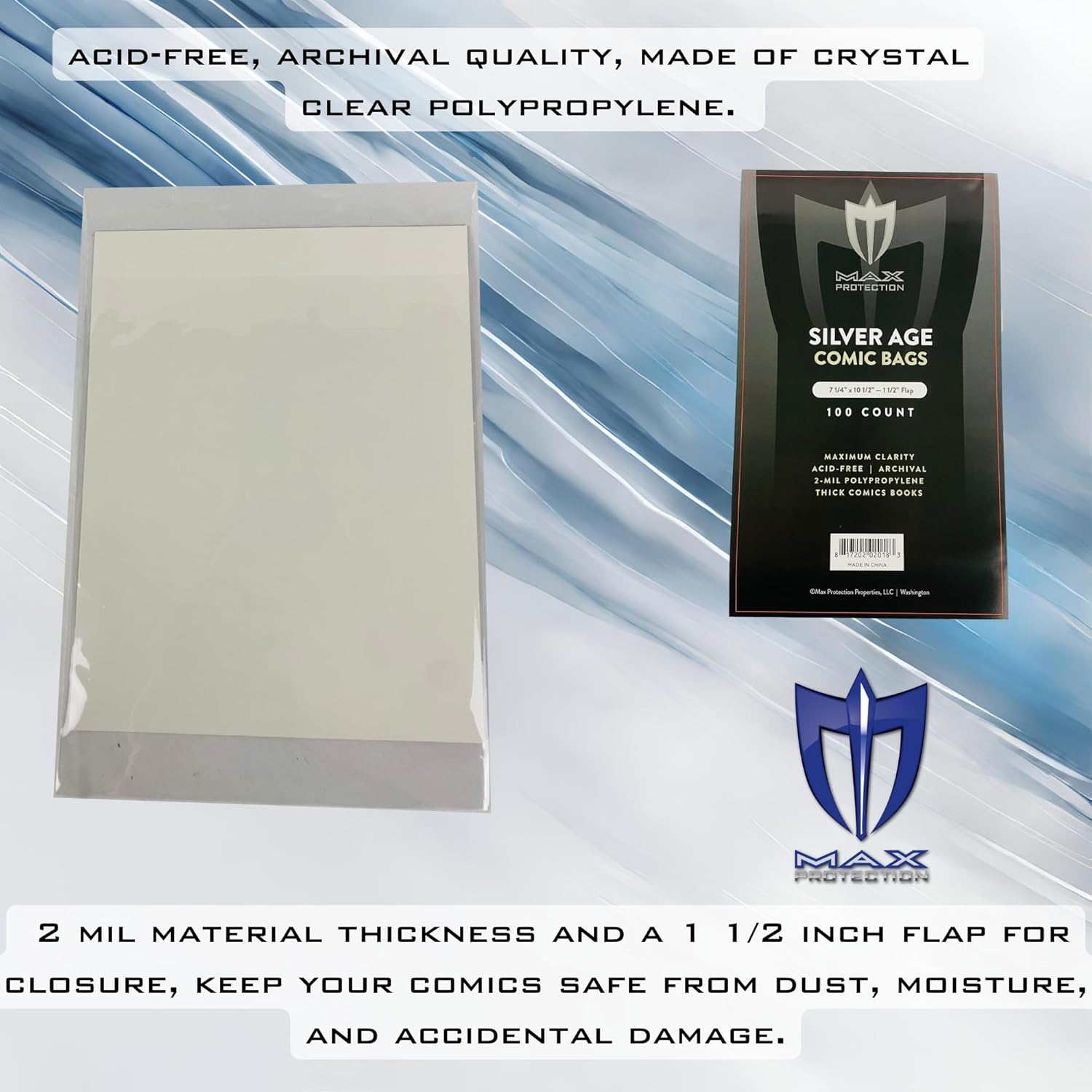 Max Protection Silver Age Thick Comic Book Bags - Ultra Clear Protection (1000 Bags)