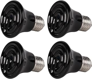 50W 4 Pack Mini Ceramic Heat Emitter Reptile Heat Lamp Bulb, No Harm No Light Emitting,Brooder Coop Heater Pet Heater for Reptile Amphibian