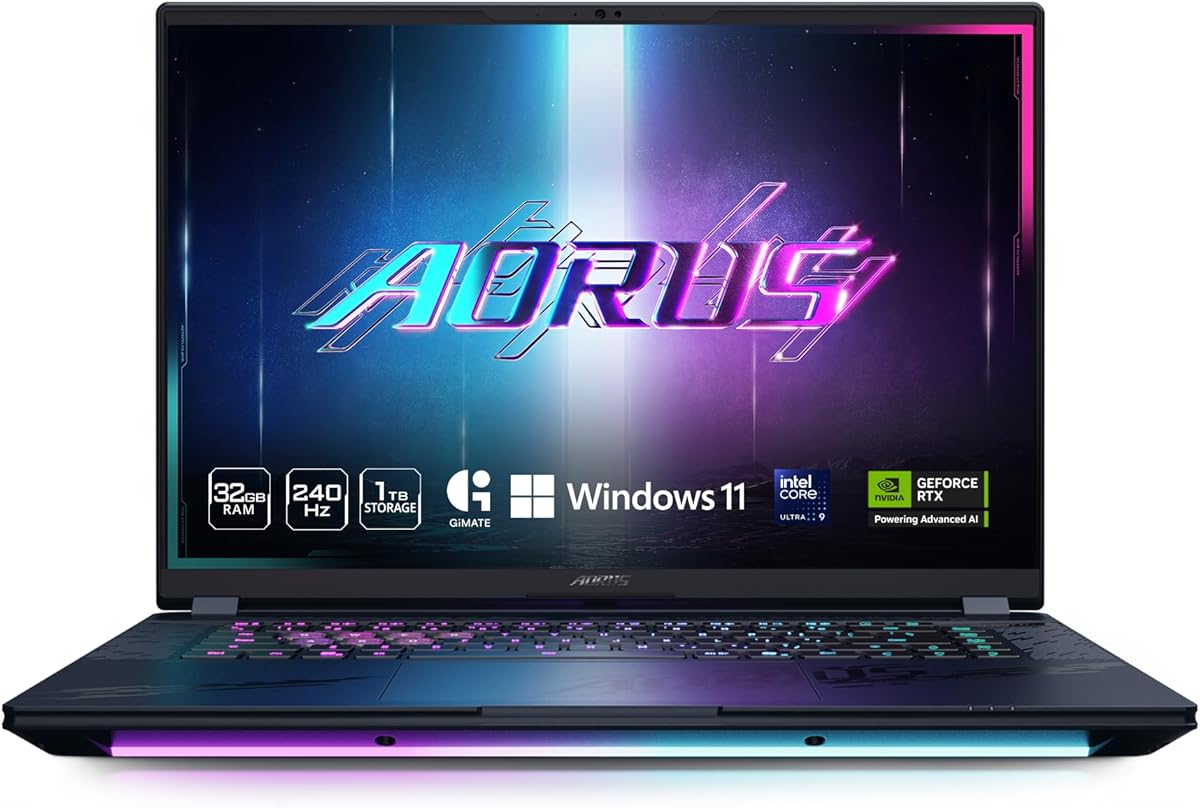 GIGABYTE AORUS Master 16 Gaming Laptop - 240Hz 2560x1600 OLED - NVIDIA GeForce RTX 5080 - Intel Core Ultra 9 275HX - 1TB SSD with 32GB DDR5 RAM - Windows 11 Home AD (AORUS Master 16 BYH-C5USE64SH)