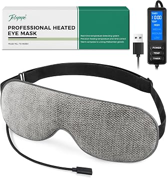 Heated Eye Mask, Warm Eye Compress for Dry Eyes, Moist Heat Therapy for Blepharitis, Dark Circle, Chalazion, 4 Heating Levels, Gifts for Men Women, TravelGrey