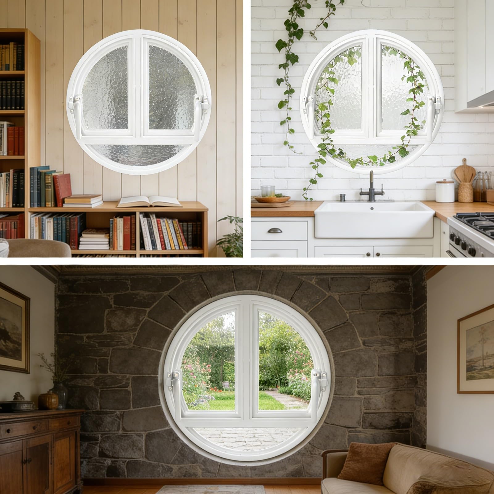 Ventana abatible de Repuesto, diseño de Doble Apertura con Vidrio Templado, decoración empotrada, Ideal para baño, Sala de Estar, Hotel, cafetería.