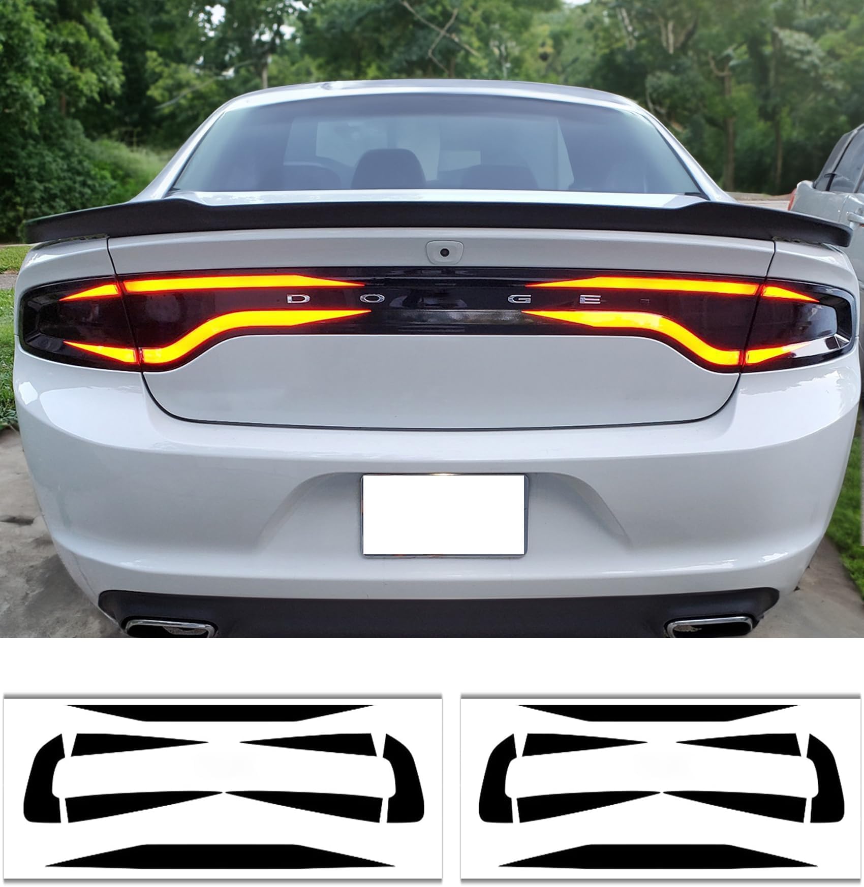 Xinghe for Dodge Charger 2015-2024 2025 2026 Tail Light Race Track Bat Vinyl Overlay Decal Cover Gloss Black, for Dodge Charger Exterior Accessories
