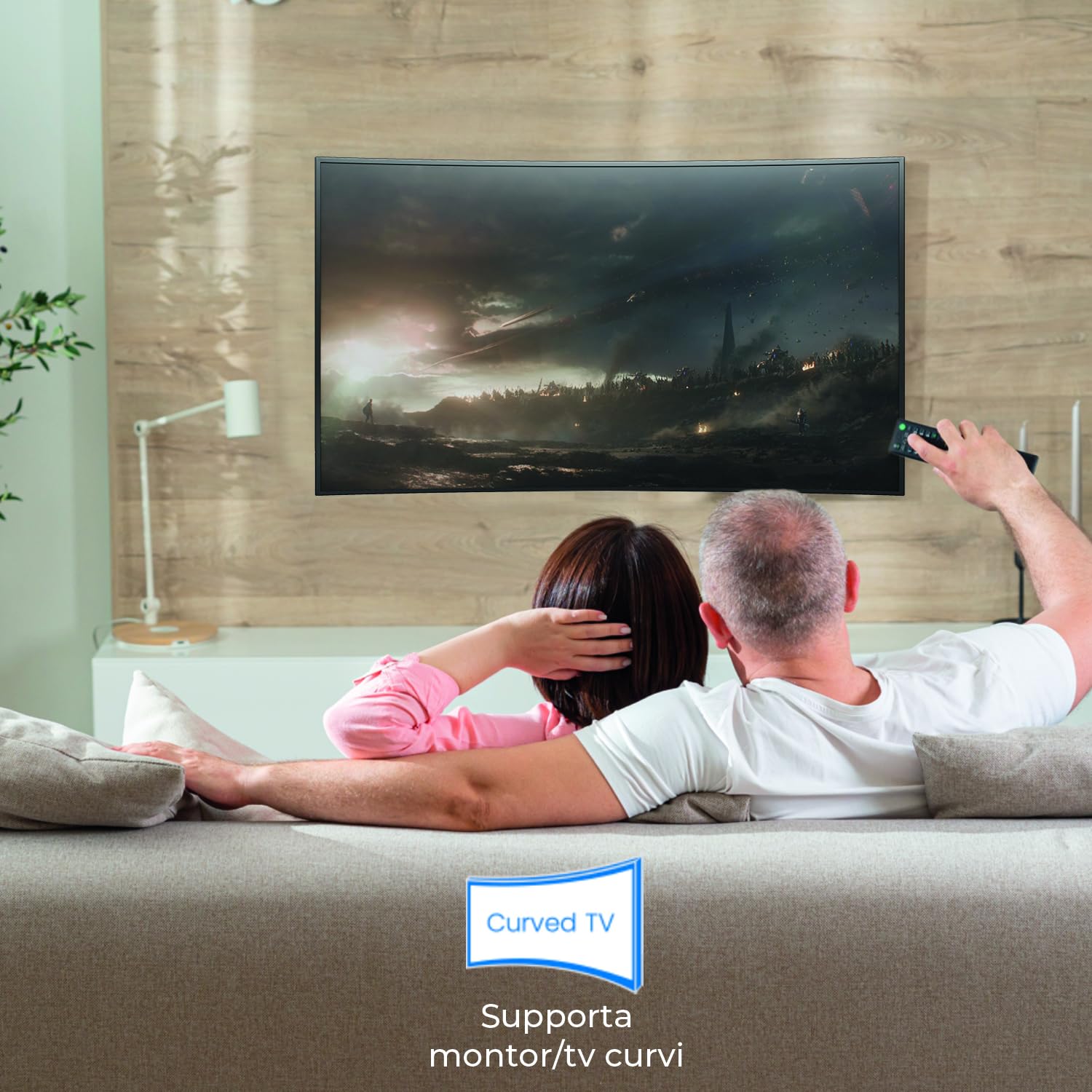 Vultech BTV-T55120LITE Support Mural Fixe pour TV LED LCD, Moniteur et TV incurvés de 55 à 120 Pouces, Max VESA 900 x 600, résistant 120 kg avec Niveau à Bulle