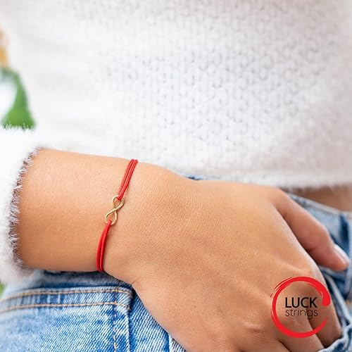 Miniatura 8 de Pulsera de cuerda infinita de oro macizo de 14 quilates, joyería ajustable, unisex, pulseras de hilo de cuerda para mujeres y hombres