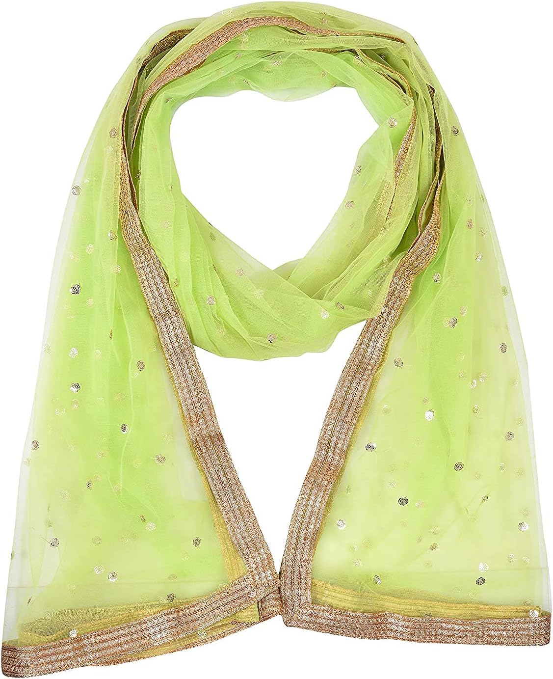 themilestocks Woman's Embellished Net Dupatta Scarf Shawl Wrap Soft Indian Bridal Wedding - Image 4
