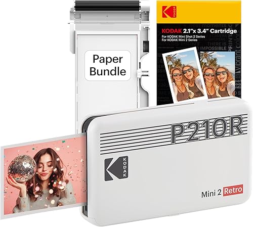 Miniatura 13 de KODAK Mini 2 Retro 4PASS - Impresora fotográfica portátil, 2.1 x 3.4 pulgadas, impresora instantánea de imágenes para iPhone y Android, regalo