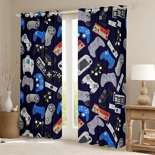 Miniatura 2 de Erosebridal - Cortinas para jugadores estilo gamer, cortinas para ventana con diseño de controlador de juego para niños, adolescentes y jóvenes,