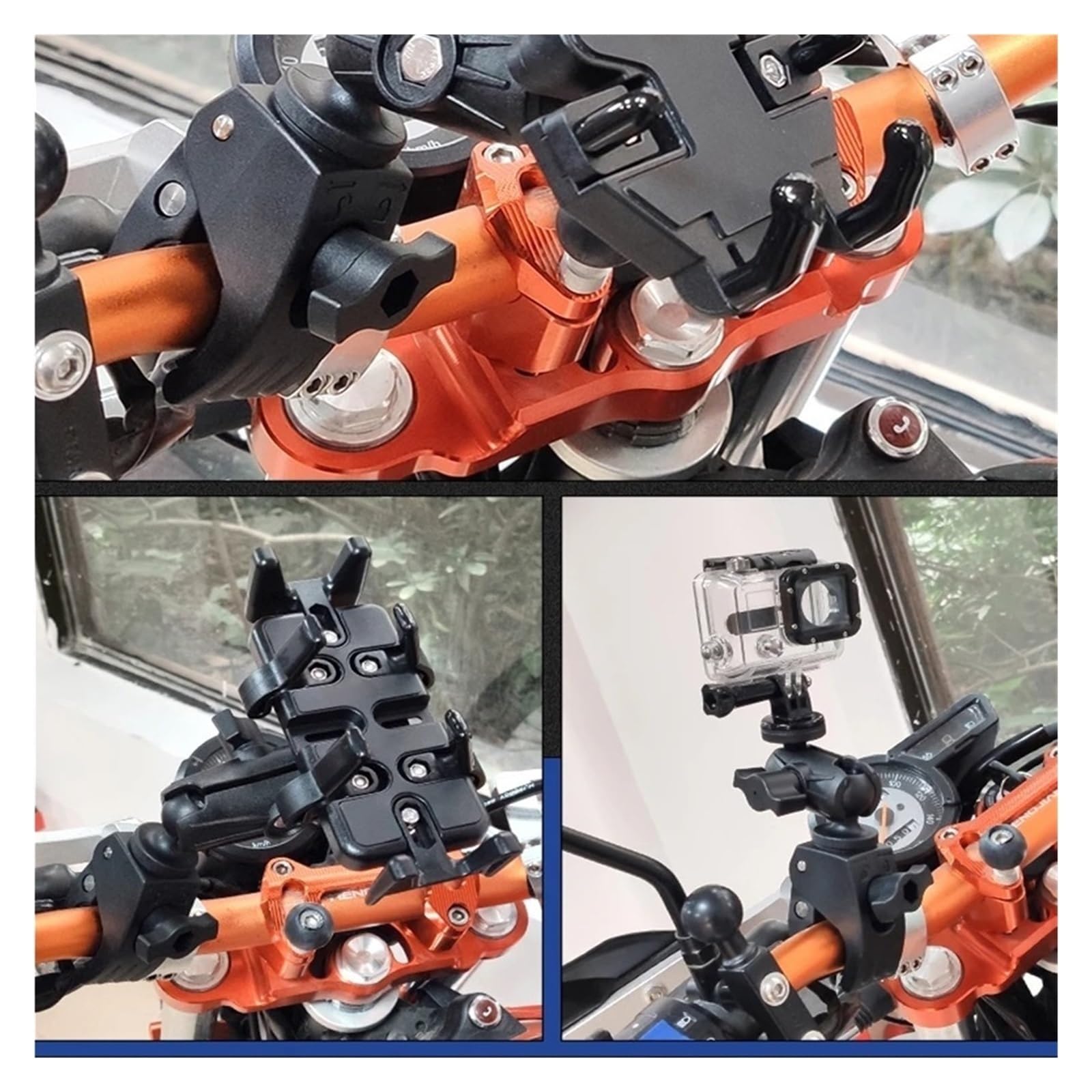 Porta Cellulare per Moto Morsetti per Binario Piccolo, 17–38 Mm, Adatti per Supporti su per Moto