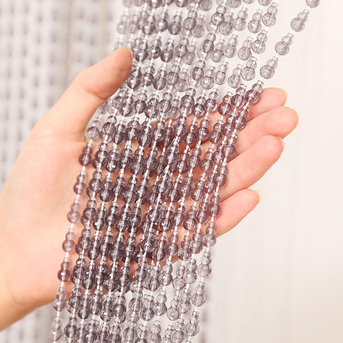 Rideau à franges en perles de cristal - 90 x 200 cm - Panneau de porte décoratif avec perles en acrylique - À suspendre au mur - Élégant - Gris - Pour décoration d'intérieur et d'intimité