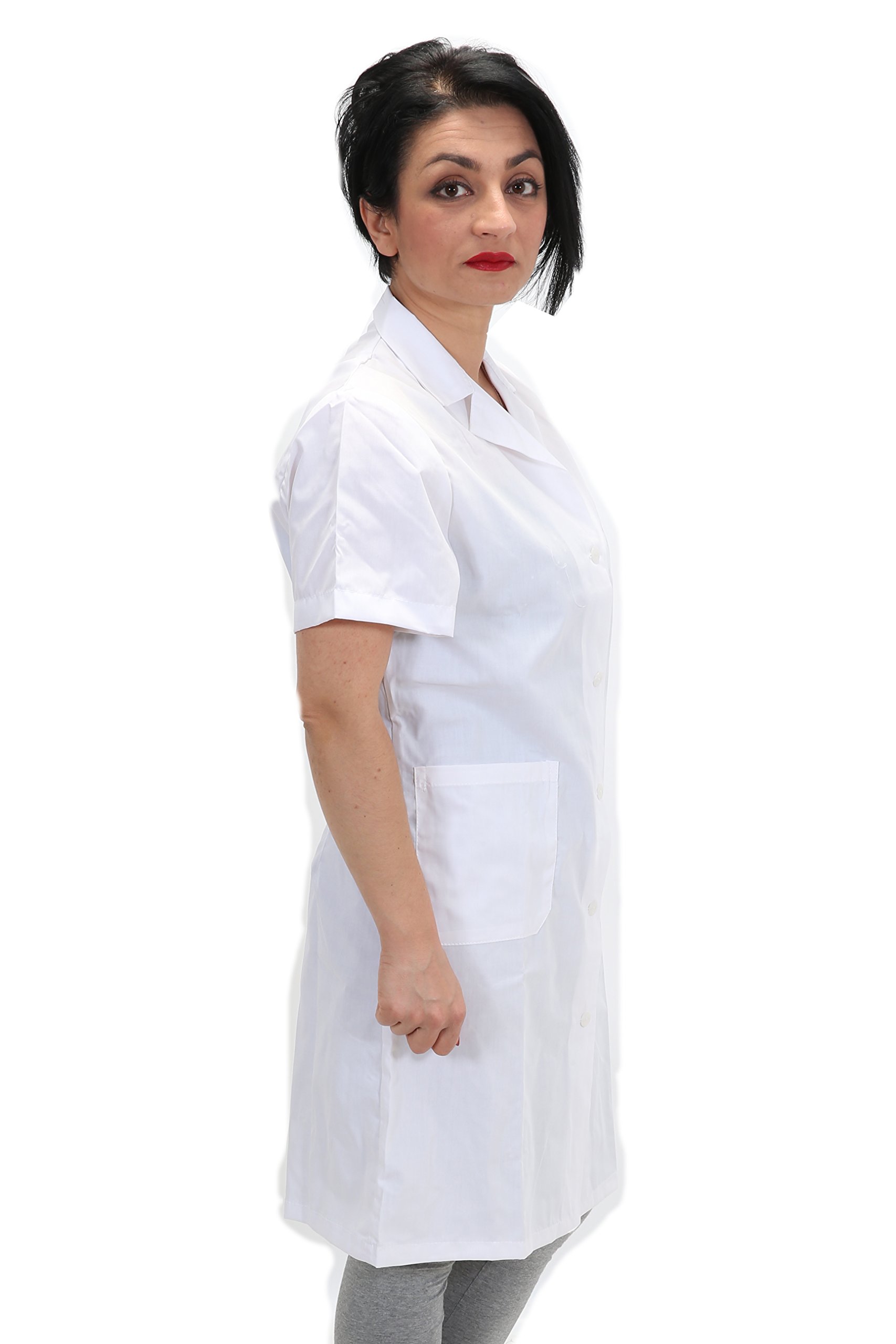 Grembiule Bianco Camice da Lavoro Donna Sanitaria Medico Infermiera Domestica