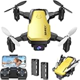 SIMREX X300C Mini Drone with Camera 720P HD FPV, RC Quadcopter Foldable Drone With Altitude Hold, 3D Flip, Headless Mode, Gravity Control and 2 Batteries, Gifts for Kids, Adults, Beginner, Yellow