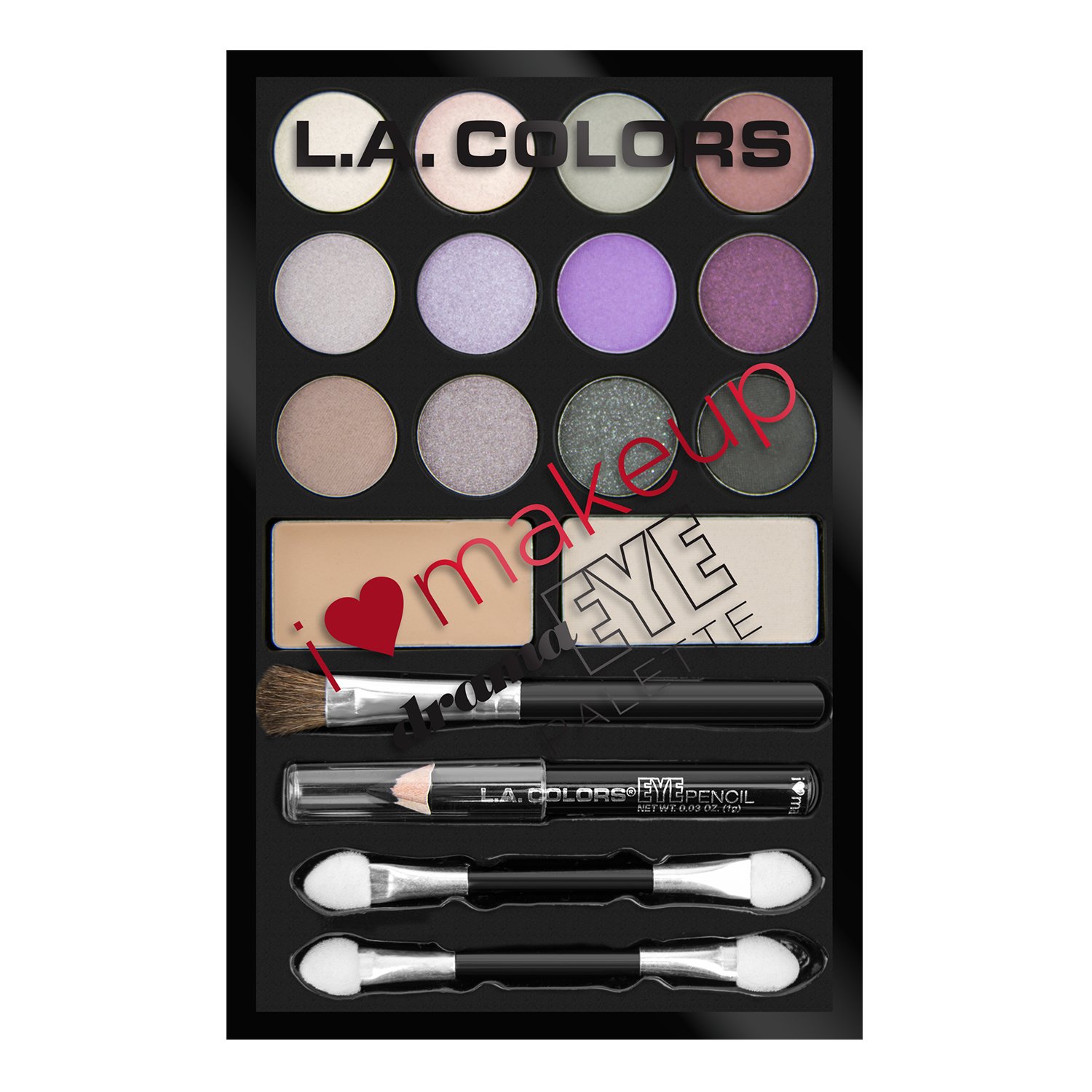 L.A Colors I Heart Makeup Eyeshadow Palette, Diva Pink and Purple, 24.6g-image-25