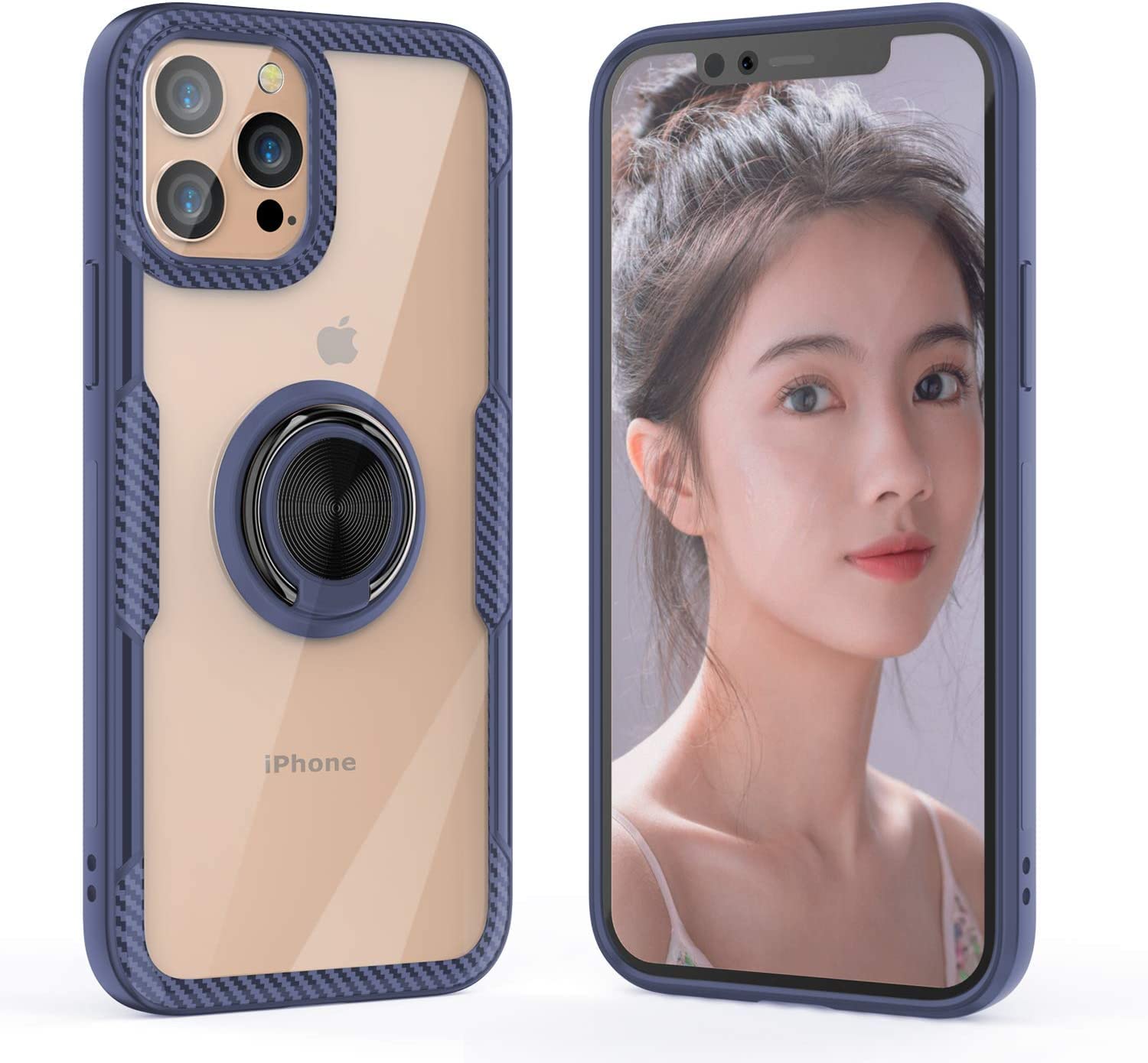 REALCASE iPhone 11 Pro Back Cover Case | Carbon Fiber Shock Proof Bumper | Crystal Clear Anti-Scratch Back | 360° Rotation Metal Ring Back Cover Case for iPhone 11 Pro (Blue) (B07Y42Q2FC) Amazon Price History, Amazon Price Tracker