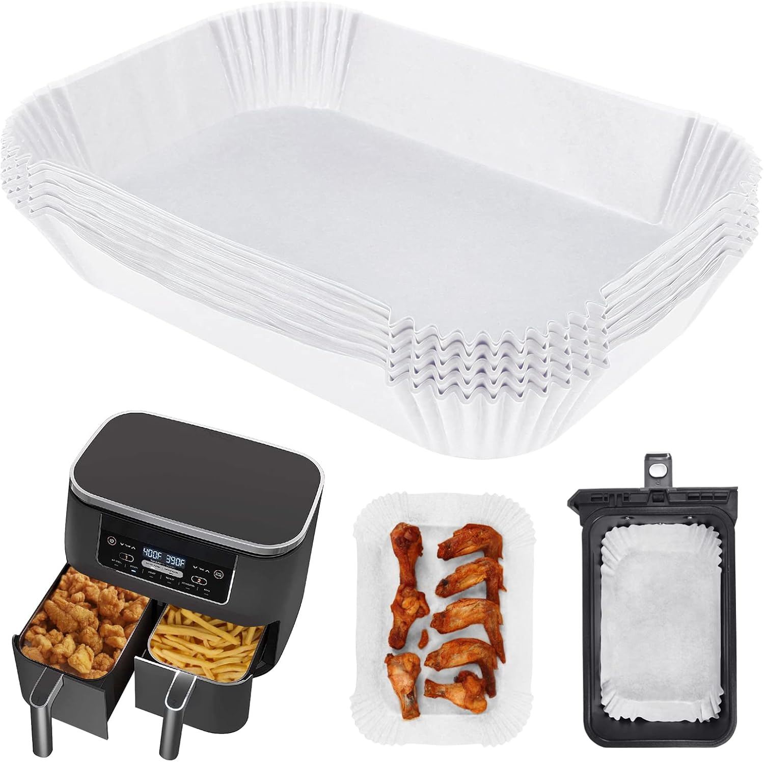 BYKITCHEN Air Fryer Liners Disposable for Ninja Dual, Air Fryer