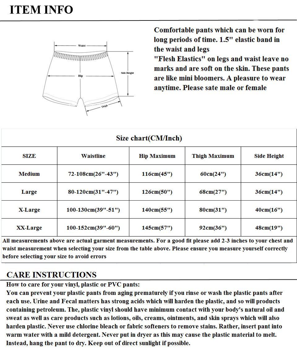 Haian Caleçon d'incontinence absorbant en plastique pour adulte Unisexe Noir transparent Taille XL
