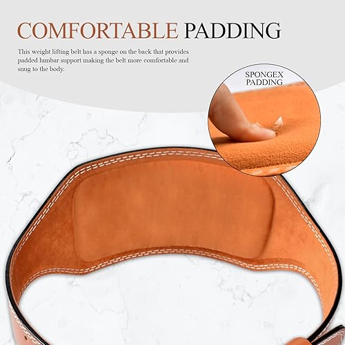 Miniatura 6 de Cinturón de cuero para levantamiento de pesas, 10 agujeros ajustables, 4 y 6 pulgadas de ancho, cinturón de alimentación de doble punta para
