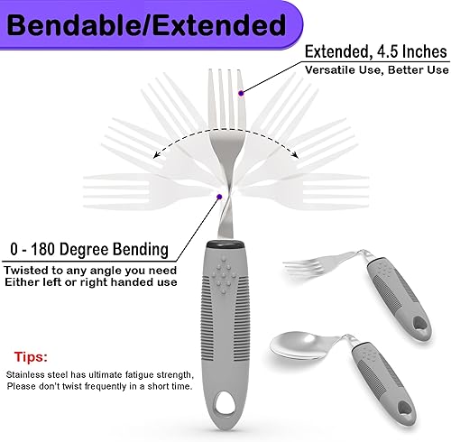 Miniatura 4 de Utensilios de Parkinson con peso para temblores de manos, cubiertos con peso para pacientes con Parkinson manos artríticas, utensilios construidos