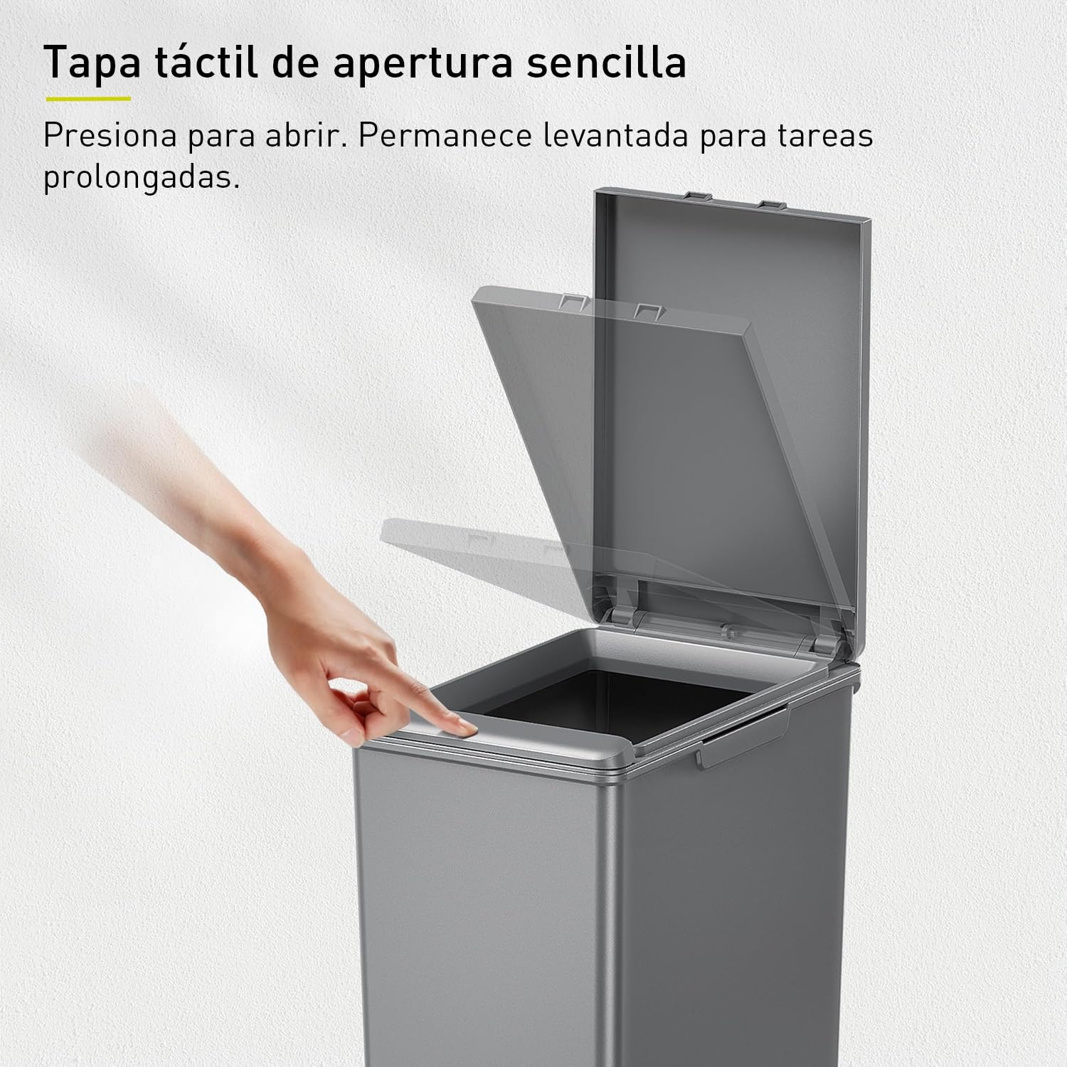EKO - Cubo de Basura Cocina Morandi - 30 L - Apertura Táctil con Tapa - Borde Interior Extraíble y Sistema Modular para Reciclaje - Gris Oscuro
