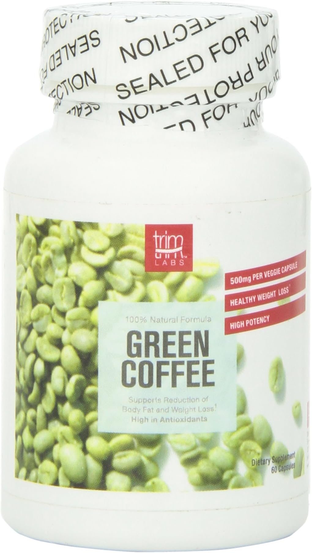 Trim Labs 100% Natural Bean Extract Extract Weight Loss Pills Capsules, Green Coffee, 60 Count