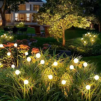 KGDA Solar Outdoor Lights, Solar Firefly Lights Garden Lights Outdoor Waterproof, Firefly Lights Solar Outdoor, Starburst Swaying Garden Lights for Path Fence, Swaying When Wind Blows (Pack of 2)