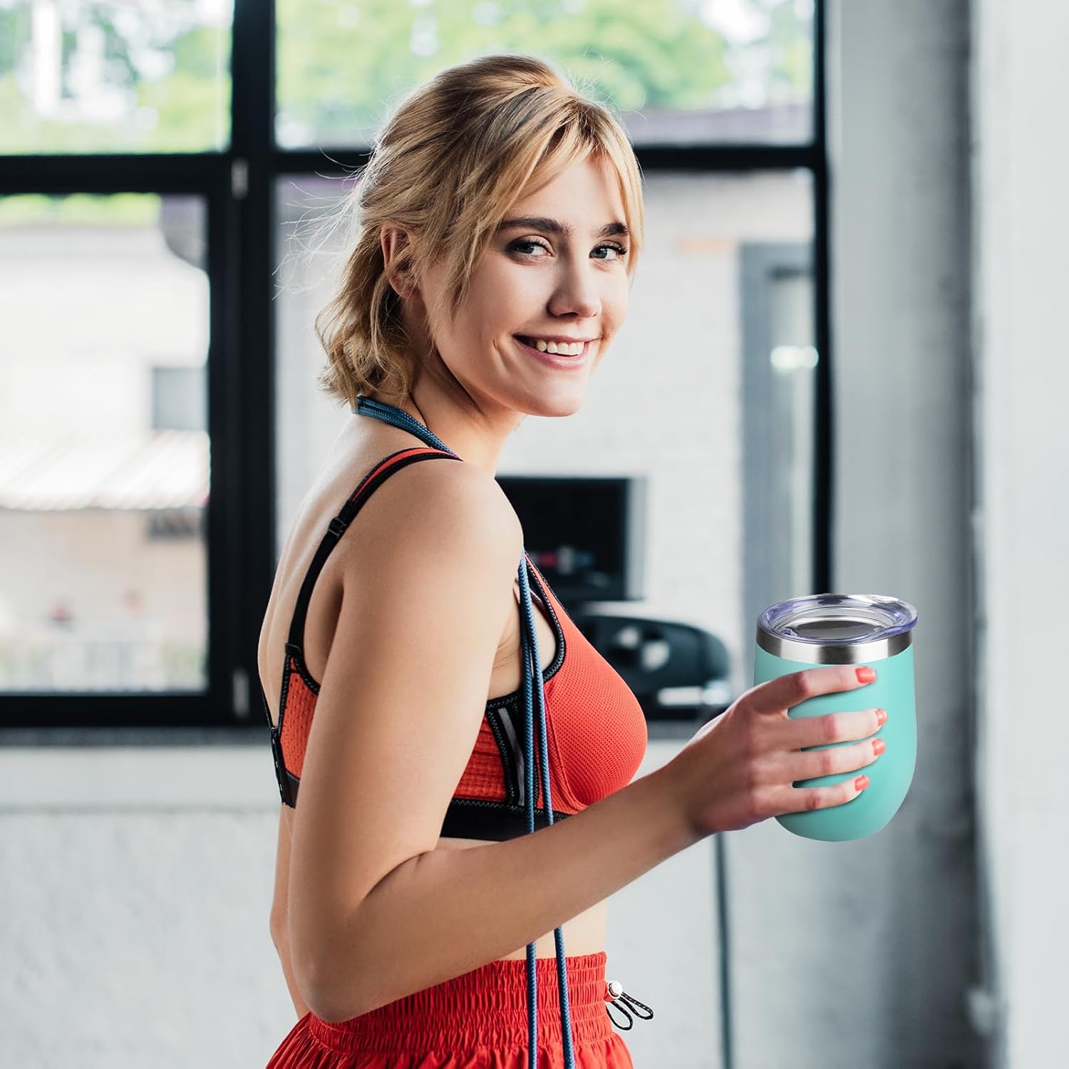 12oz/4 Pack Wine Tumbler with lid, Stainless Steel Travel Mugs Stemless Double Wall Insulated Coffee Cup, Insulated Wine Glasses Travel Tumbler for Cold & Hot Drinks(Light Green,4) - Image 6