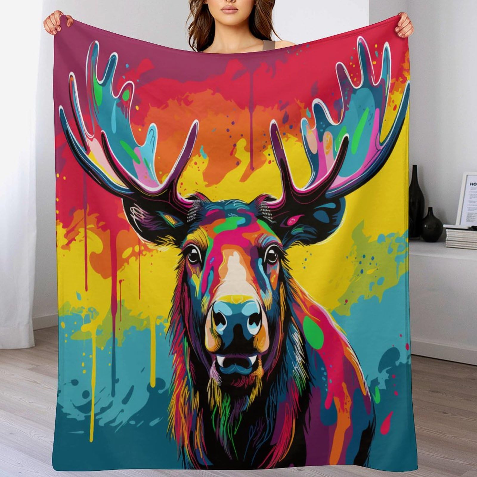 Manta de franela de ciervo estampada ideal para regalar en invierno