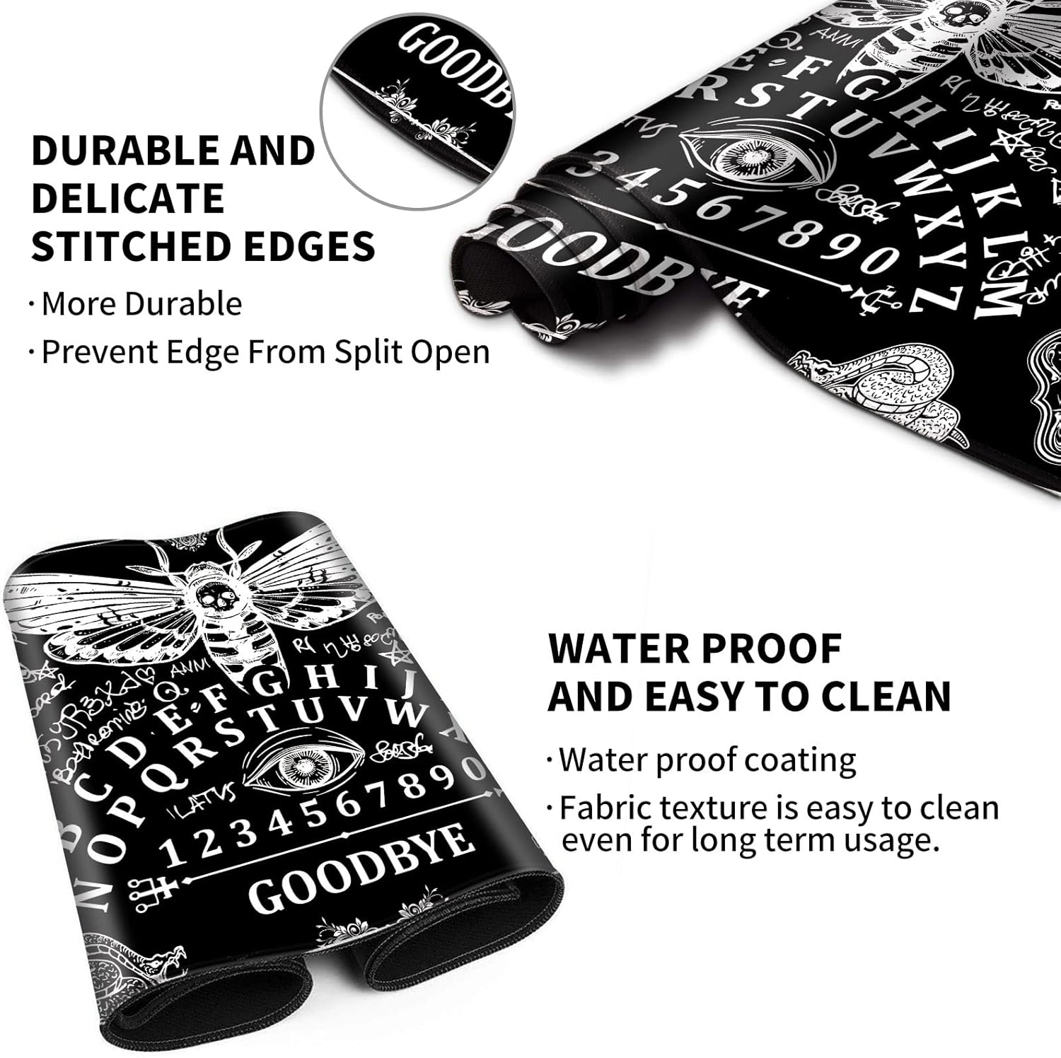 Large Gaming Mouse Pad, EDGFRTOIO Death Moth Spirit Board Design Computer Keyboard Mat Desk Mousepad, Full Desk Extended XXL Mouse Pad 35.5" X 15.75" w/Stitched Edges Non-Slip for Office Home Gamer