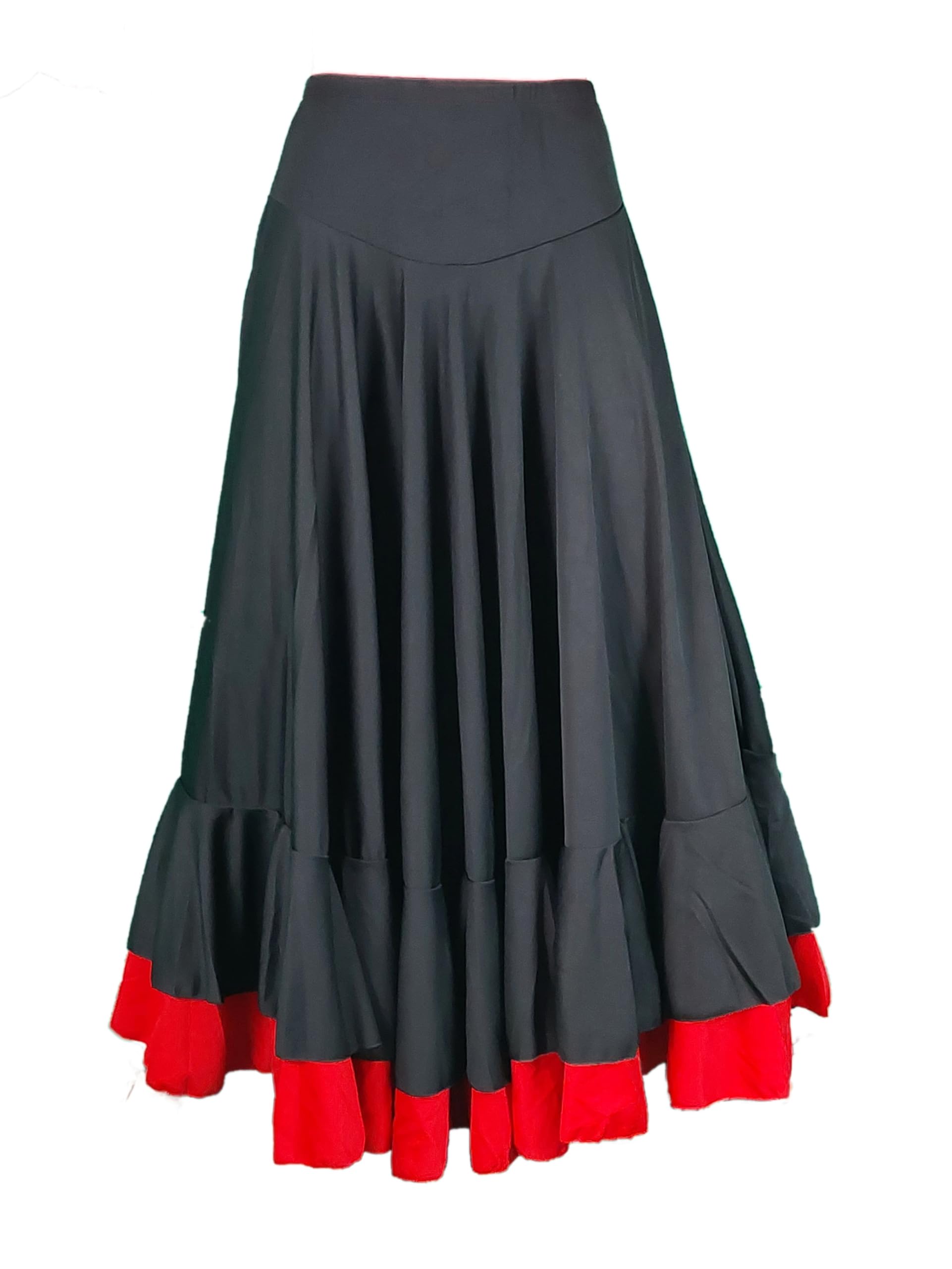 Falda Flamenca de Danza Flamenca Gitana Andaluza Negro/Rojo Adulto