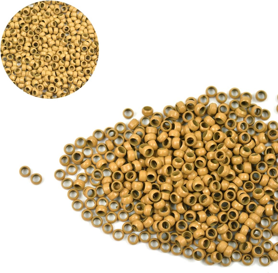 1000 Pcs 2.5mm Nano Beads Micro Links Copper Nano Rings Hair Beads for Hair Extensions (Dark Blonde), 2.5mm (1000 Pcs)