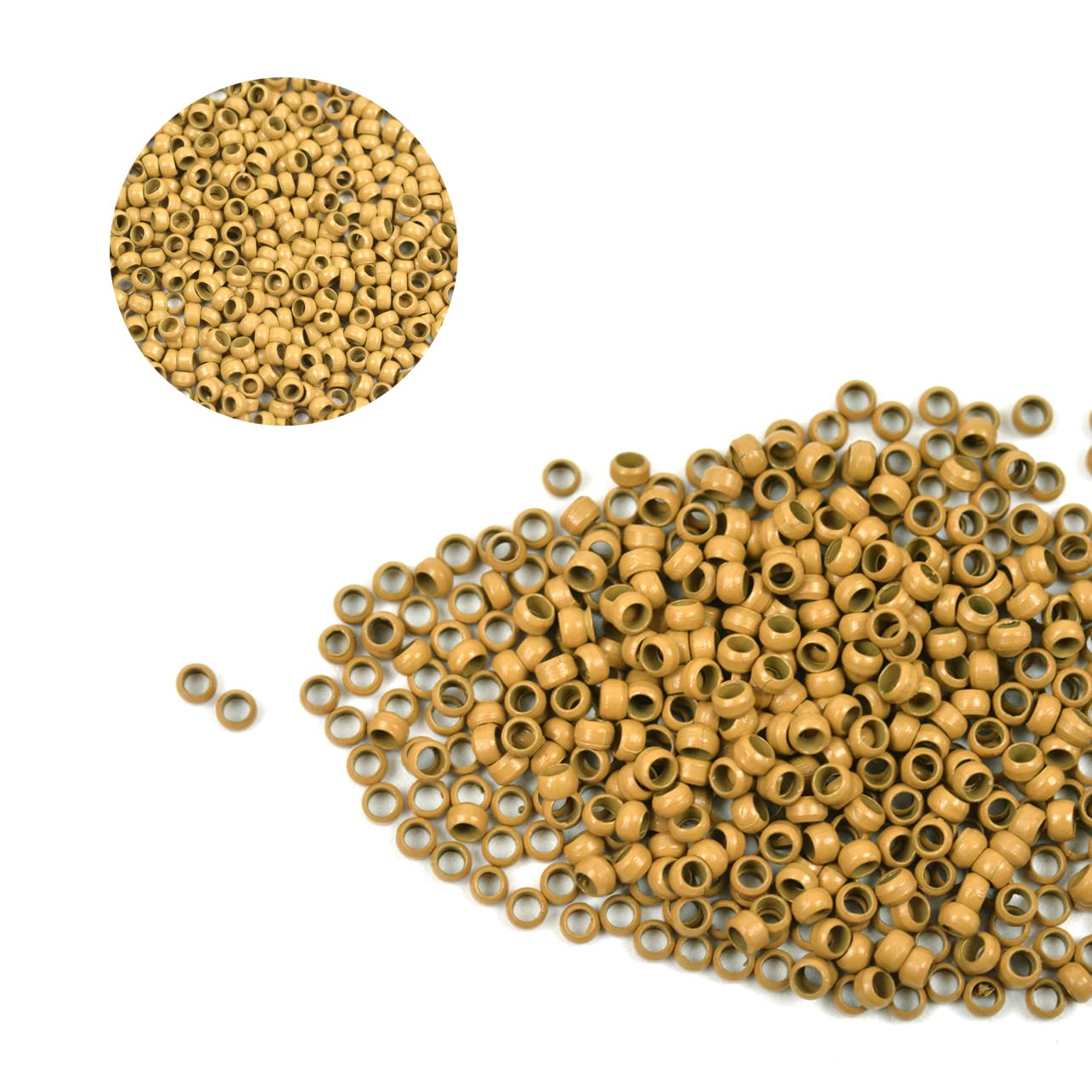 2.5mm Copper Nano Beads for Hair Extensions Micro Links Beads Nano Ring Hair Extensions Beads (500 Pcs, Dark Blonde)