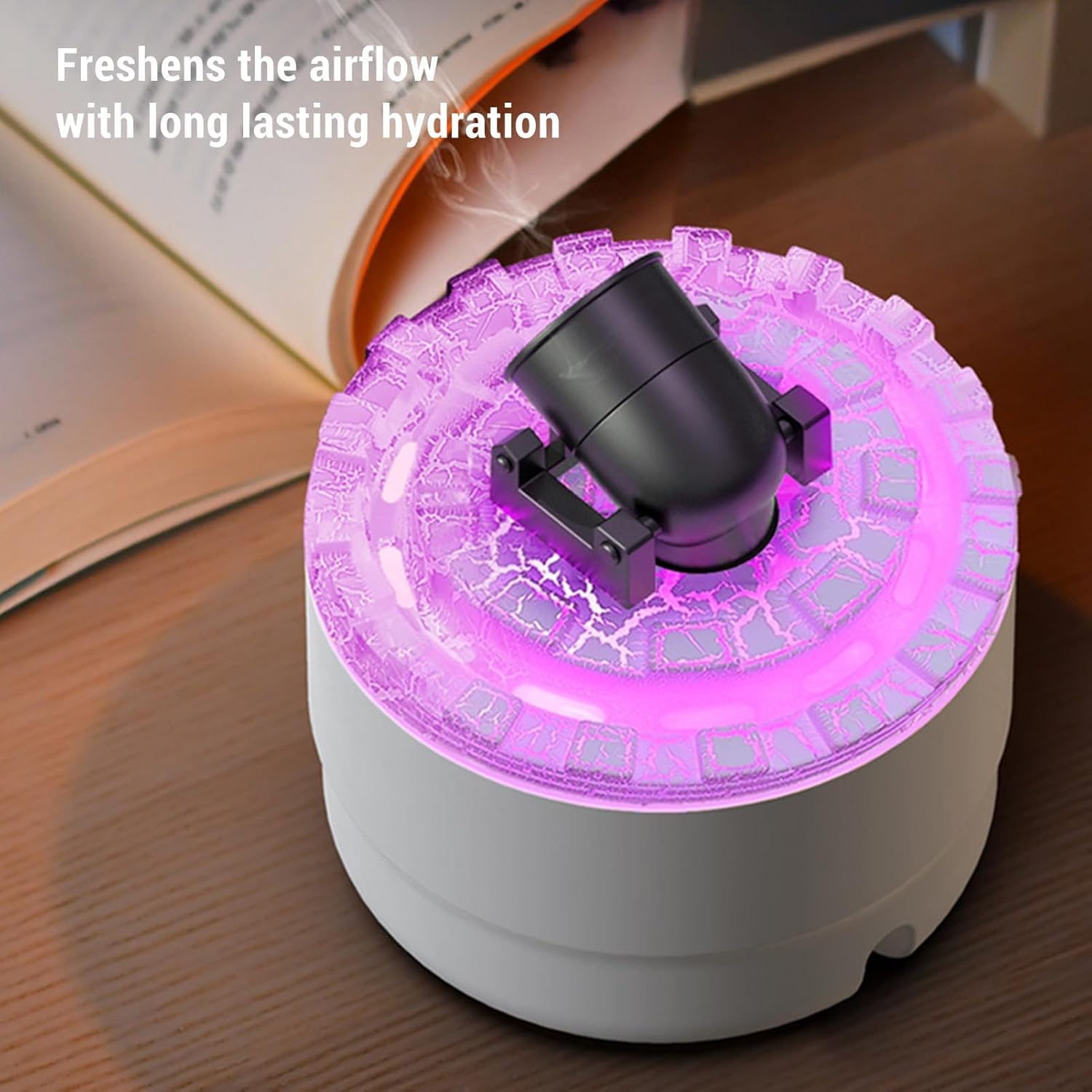 Essential Oil Diffuser Humidifier 200ml Quiet Volcano Cool Mist Humidifier Aromatherapy Diffuser with 7 Colors Light for Bedroom Office (White)