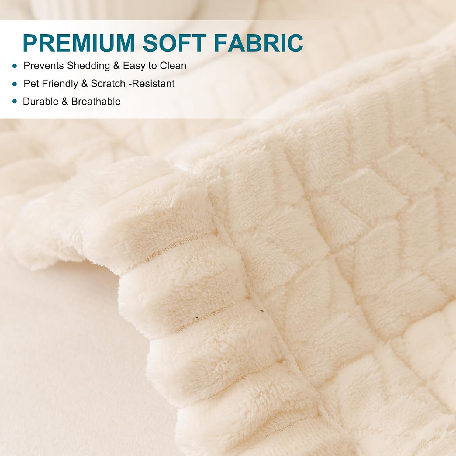 KRFOONN Non Slip Couch Cover for Dogs Washable Sofa Covers for 3 Cushion Couch Cushion Covers Sofa Slipcovers Couches Furniture Protector with Elastic Straps for Dogs Pets Mat (Beige, 27.6" x 82.7")