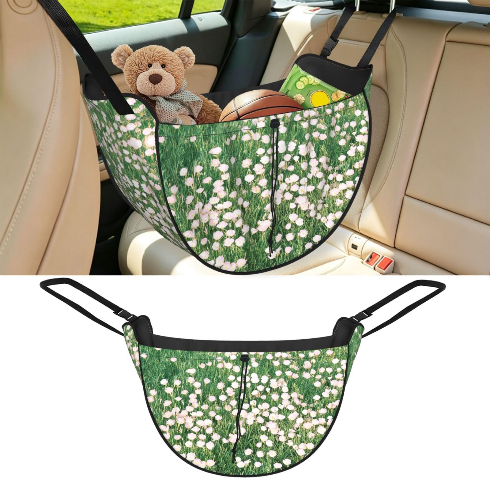 Cntdbu Black Sage Wildflower Car Seat Organizer-Backseat Storage Bag For Travel