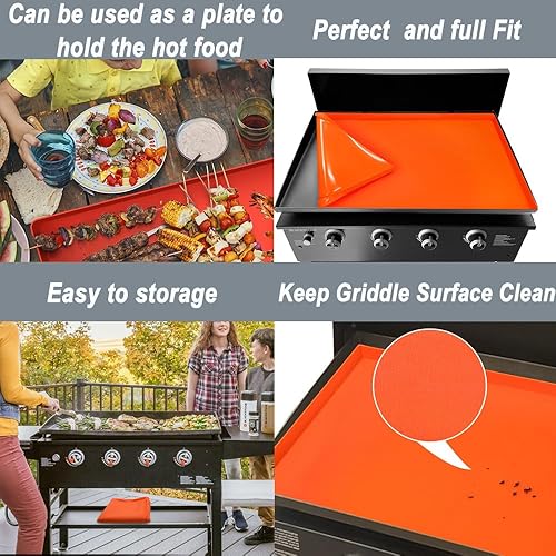 Miniatura 5 de TAKSCO Tapete de silicona de 17 pulgadas, resistente protector para parrilla Blackstone de 17 pulgadas, protege tu parrilla de suciedad, óxido,