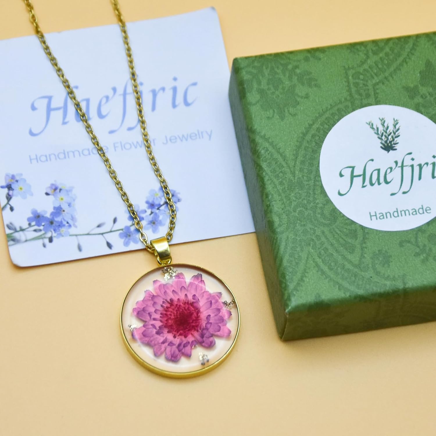 Pressed Flower Necklace Gift for Women | Personalized Handmade Necklaces | Birth Flower Necklace - Image 6