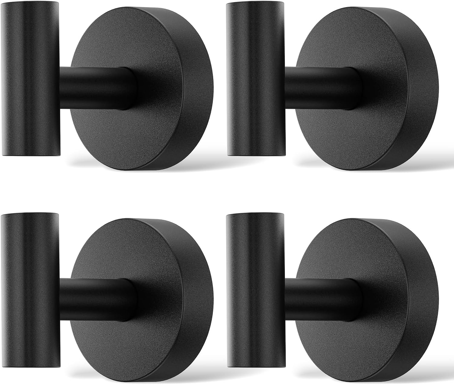 Suction Cup Hooks for Shower, No Drill Bathroom Hooks for Towels Robes Loofahs, Reusable Waterproof Hooks for Glass Mirror Tile, Smooth Non-Porous Surfaces, Black, 4 Pack