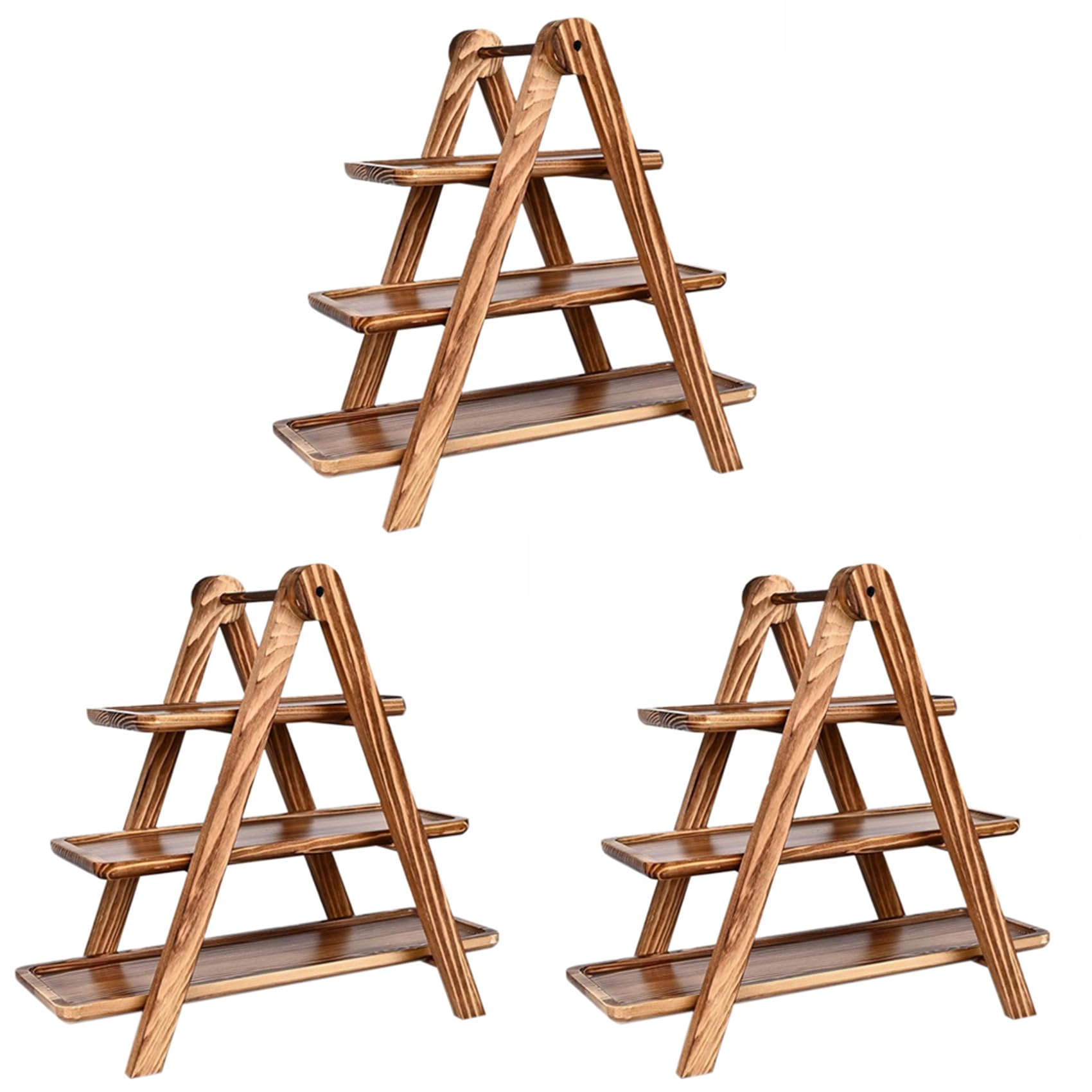 Hndhbfgrt 3X 3 Tier Serving Trays Wooden, Cupcake Stand Towers for Dessert Table Display, Three Tiered Tray Stand Detachable Wood